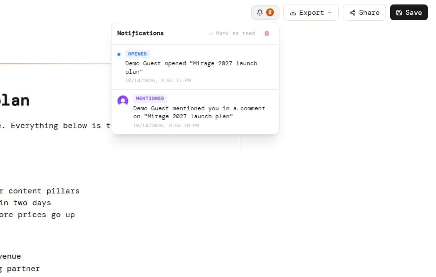 Notifications: opened, mentioned, requests