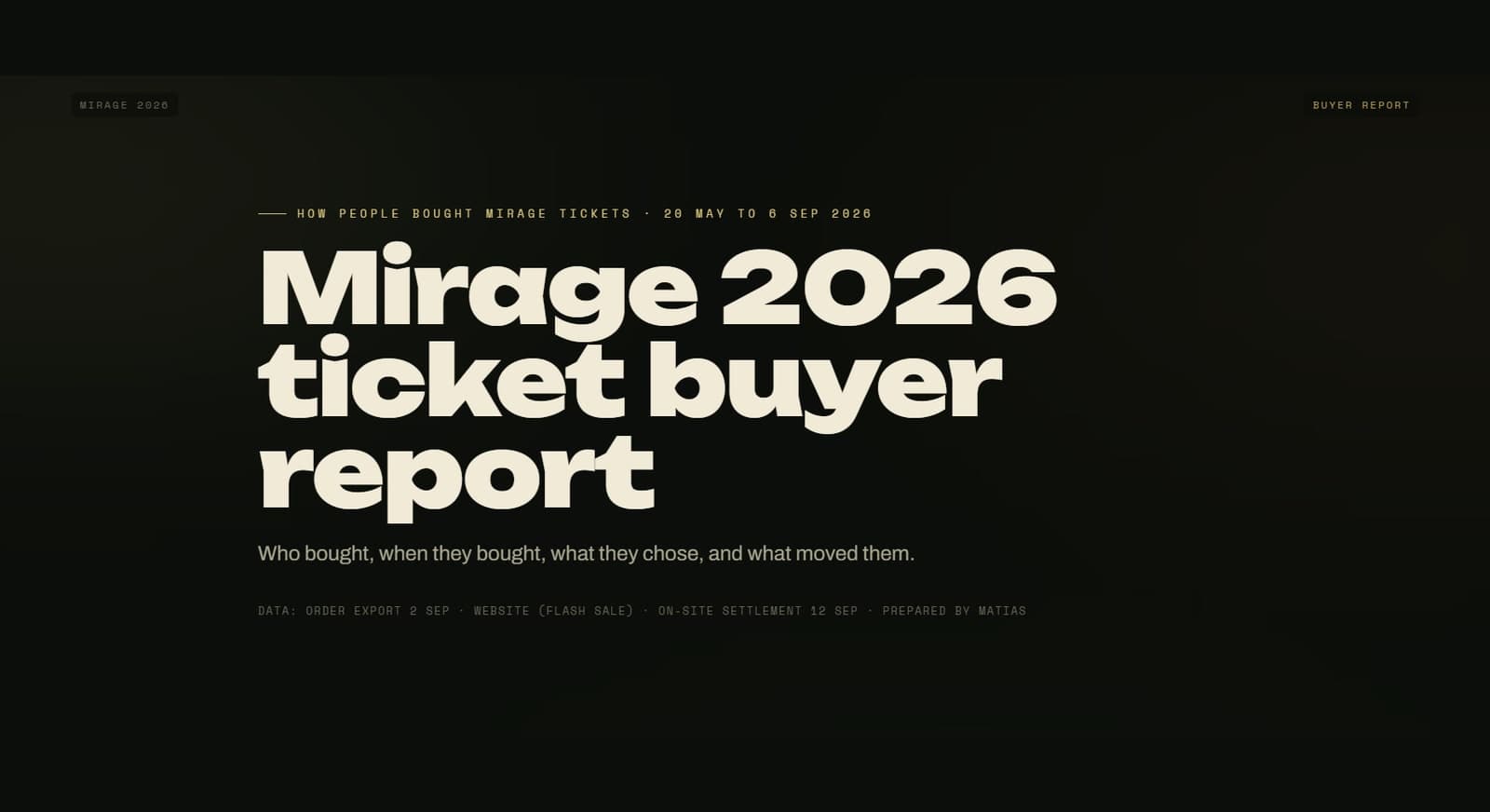 Buyer report cover: how people bought Mirage tickets